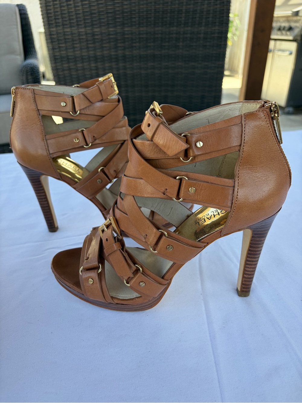 Michael Kors Leonia Bootie Heels, Size 8